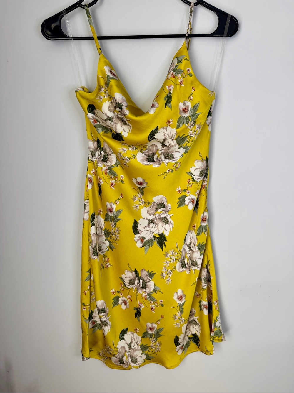 Timing Yellow Floral Slip Mini Dress with White Blooms